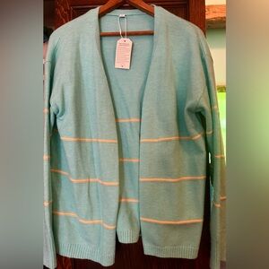 Lovely soft wool, pretty turquoise with cream stripes.